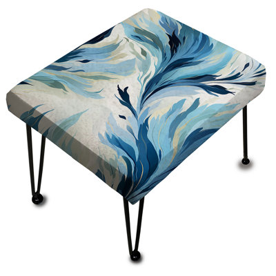 Ikat Breeze - repose-pieds rectangulaire bleu et blanc