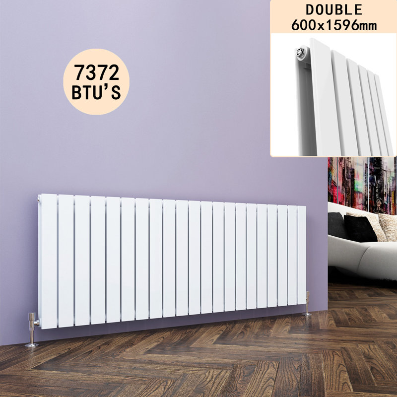 Tanya Horizontal Designer Radiator, White, 60cm H x 159.6cm W x 6.1cm D
