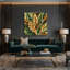 "Botanical Walnut Leaves", art mural sur toile verte-835774738