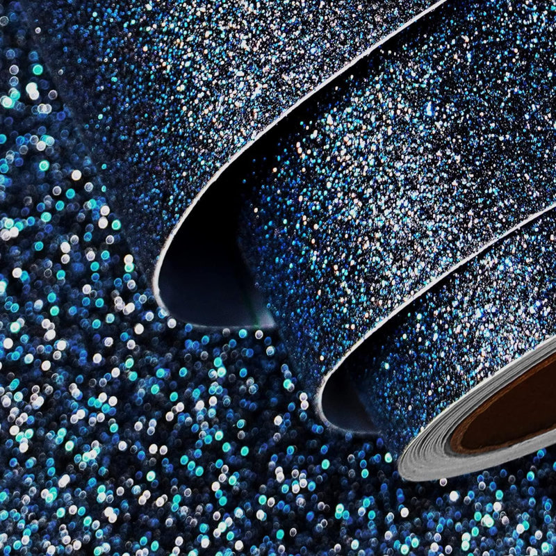 Black Blue Glitter Self Adhesive Wallpaper Kids Room Boys Bedroom Peel And Stick Glitters Wallpaper For Living Room Navy Blue Vinyl Wrap For Furniture Cupboards Fireplace Wall Glitter 40CM×2M