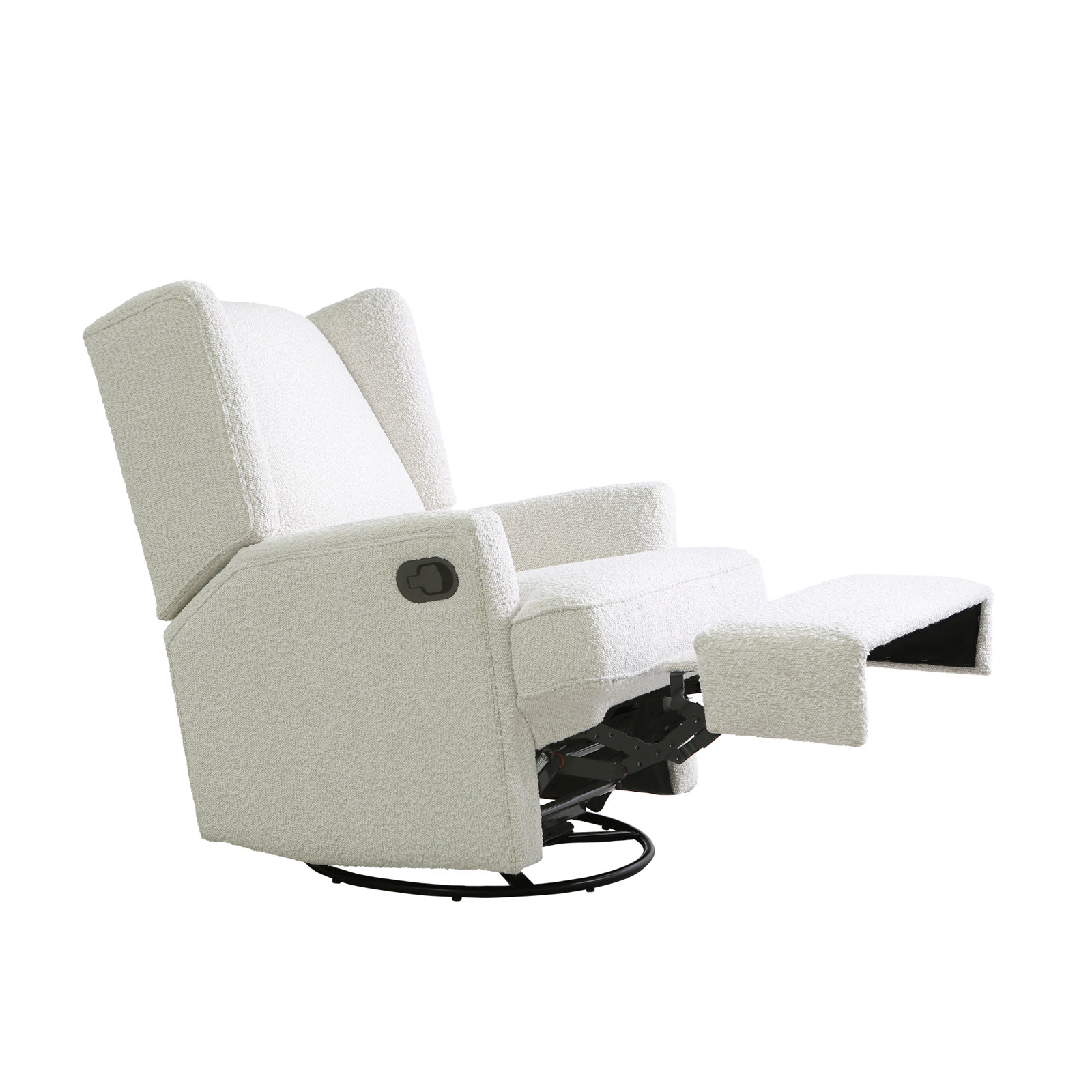 Wingback Swivel Glider, Cream Boucle