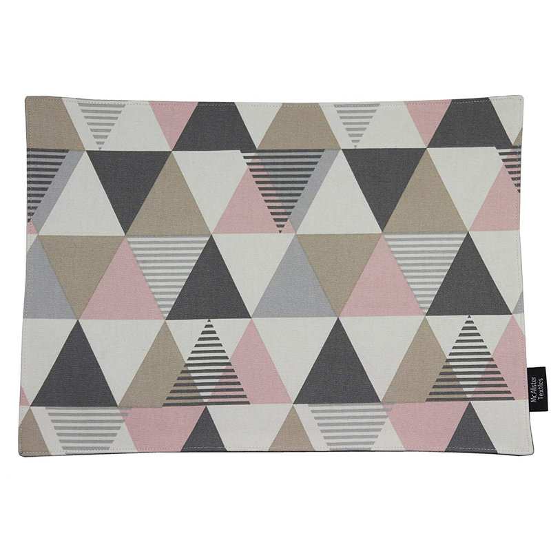 Amelia Cotton Geometric Rectangle Placemat, Blush Pink