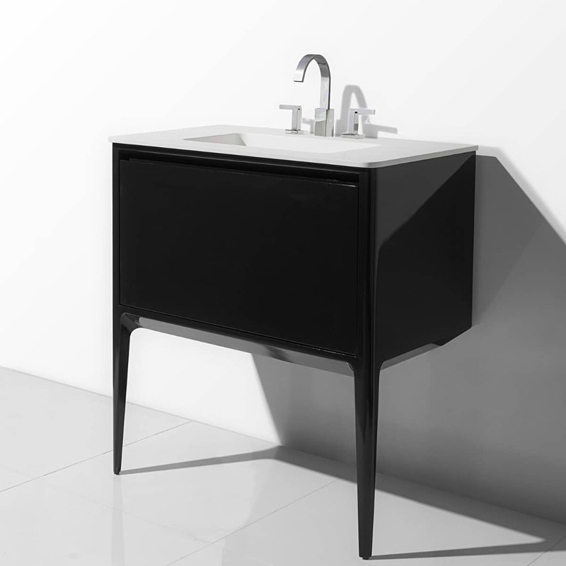 Luxe 30" Gloss Vanity With Counter, Black