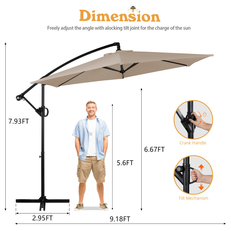 Parasol en porte-à-faux de 110 po, Kaki