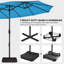 Parasol de marché rectangulaire avec base et 36 lumières à DEL Harworth 15 x 9 pi, bleu ciel-668612871