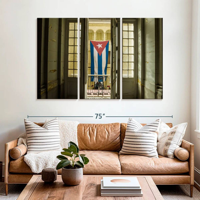 Borges Cuba Flag On Window, 42" H x 65" W