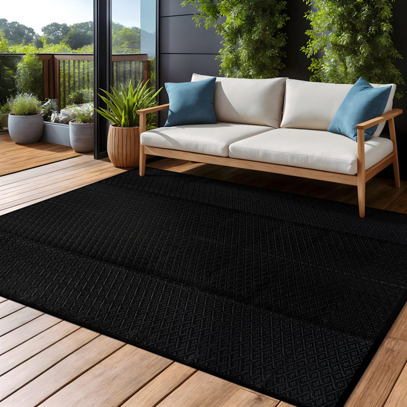 Tapis extérieur diamant, Black, Rectangle 9' x 12'