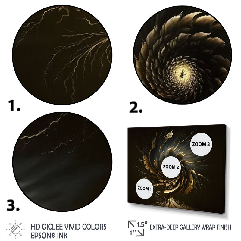 A Black and Gold Expression II - 3 pièces, reproduction sur toile, Or, H 32 po x l 48 po x P 1 po