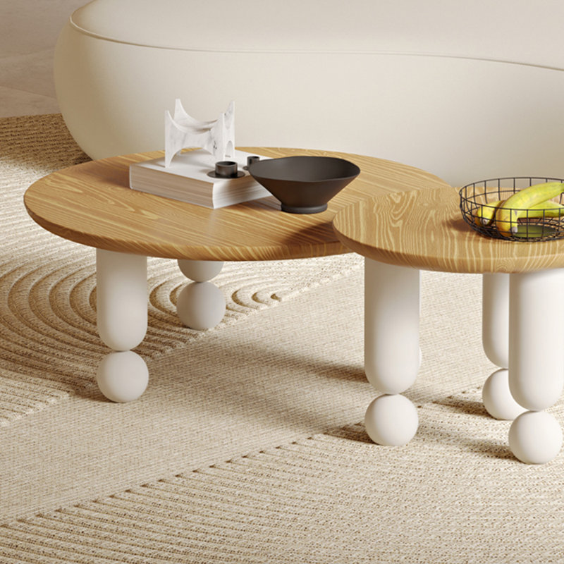 Table basse de style crème en bois massif de haute qualité, H 14,96 po x L 23,62 po x l 23,62 po
