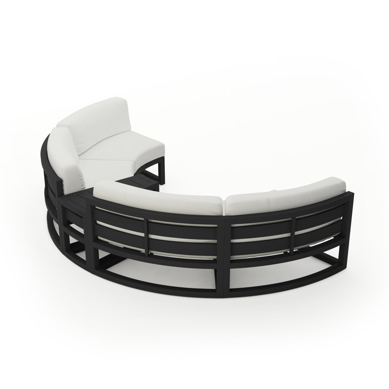 Avion 43" Wide Outdoor Curved Patio Sectional with Sunbrella Cushions, Canvas Natural Sunbrella® Canvas, Black