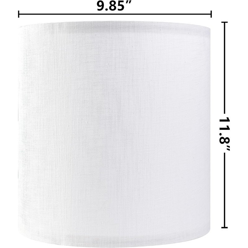 Abat-jour tambour en lin, White, 11.8 " H x 9.85" W x 9.85" D
