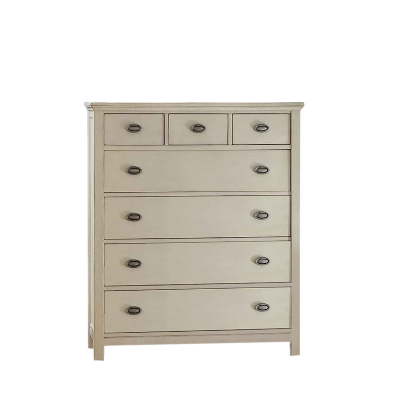 Commode 7 tiroirs Bedfo, Crème / gris