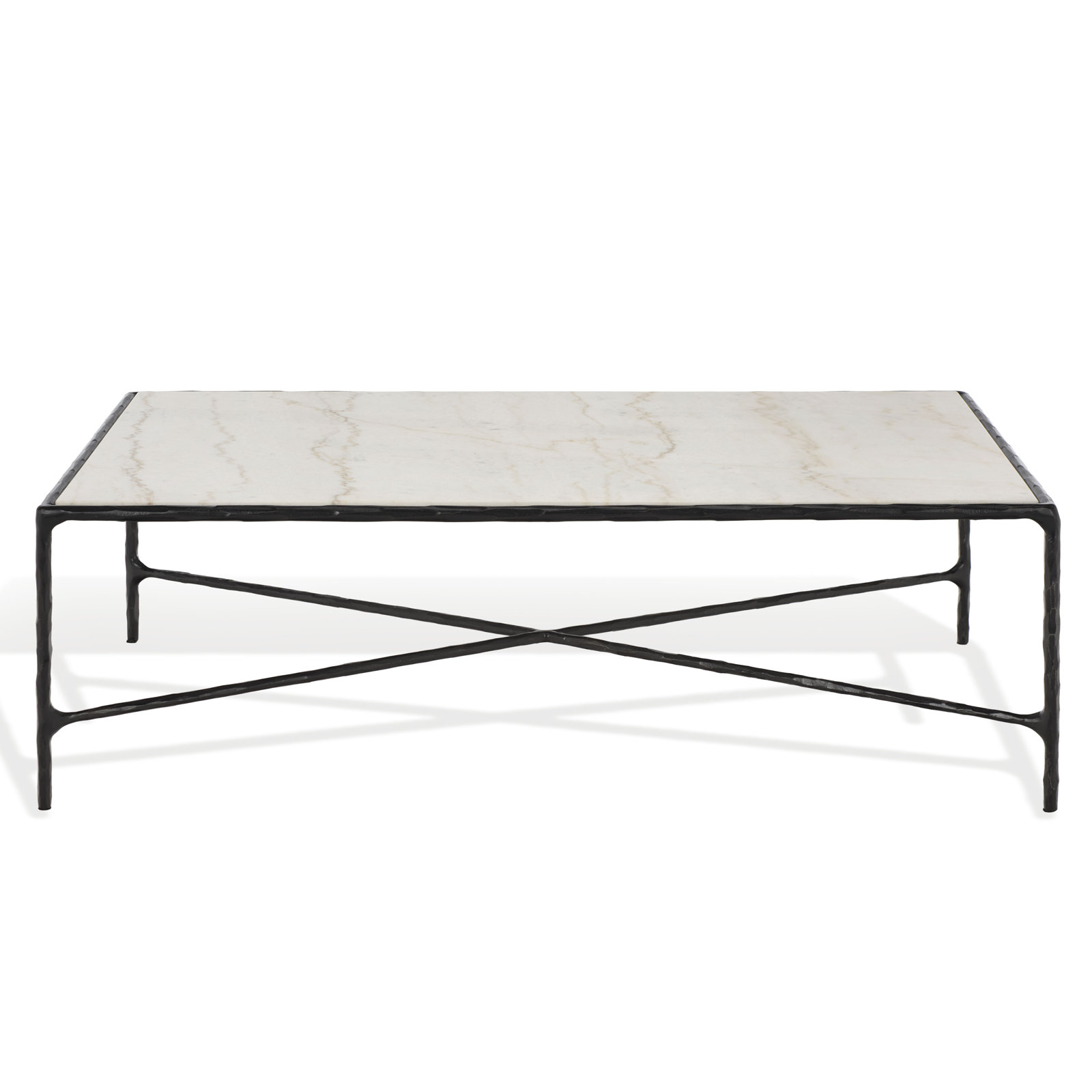 Evelynn Single Coffee Table, White Marble, Black
