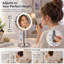 Miroir de maquillage rond en métal de 23 cm (9 pouces) avec double face DEL, grossissement 1X/10X, hauteur réglable, 3 modes de couleur et batterie rechargeable USB-C-1335673066