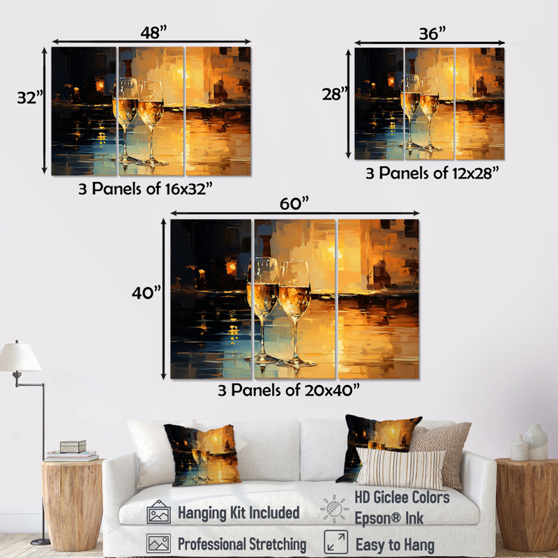 Verre champagne Fizz I - Champagne, art mural, H 28 po x l 36 po