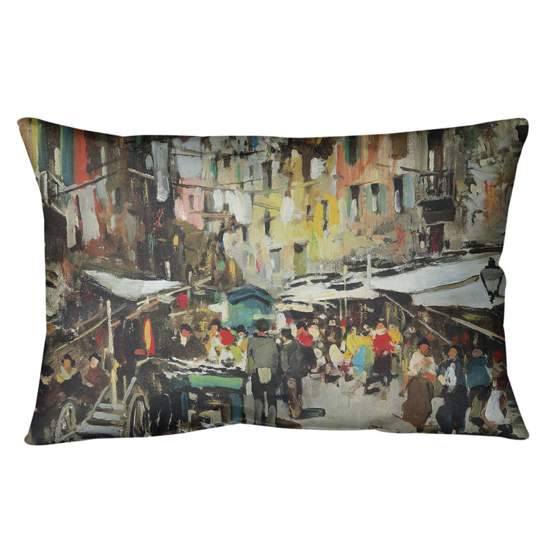 Coussin Market in Naples, Brun clair, Simili suède