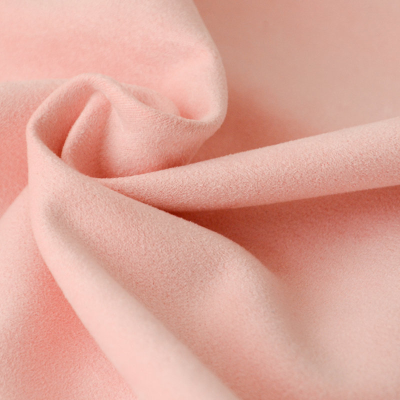  Housse de coussin en suède appliquée, Rose pêche
