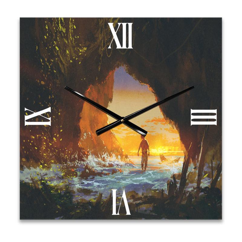 Horloge murale nautique et côtière «The Man Walking in the Sea Cave at Sunset», Petit