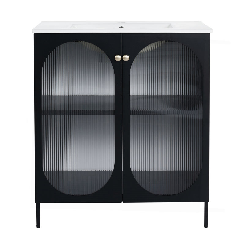 Meuble-lavabo autoportant de 30 po avec lavabo en céramique