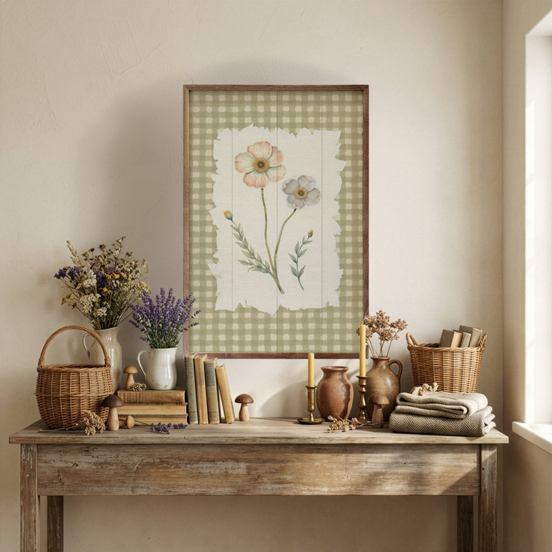 Gingham Flower Print, 16" H x 10" W