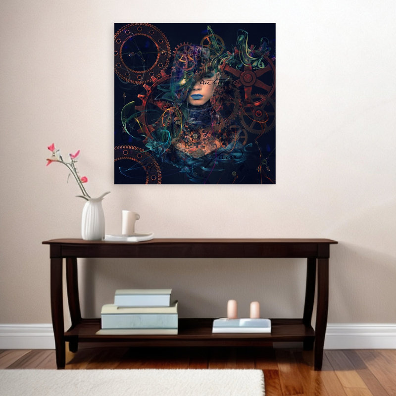 Reincarnation Abstract Contemporary Portrait Wall Art Print 1 Piece Wrapped Canvas Wall Art, 91.44cm H x 91.44cm W