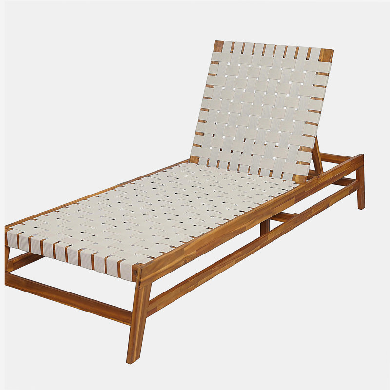 Outdoor Rope Chaise Lounge, White/Teak