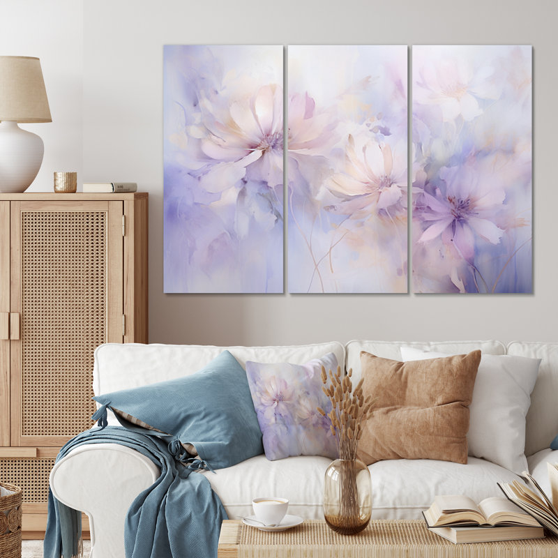 «Purple Botanical Whispers II», impression sur toile tendue 3 pièces, H 28 po x l 36 po
