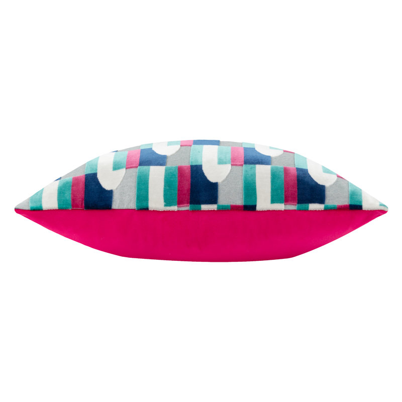 Glenoe Geometric Rectangular Lumbar Cushion, Pink/Blue
