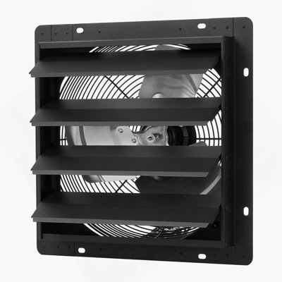 Ventilateur de 14 pouces à obturateur, ventilateur de grenier mural avec contrôle de température à vitesse variable, 2000 CFM, moteur EC, minuterie, pour remise, garage, refroidissement de serre, noir
