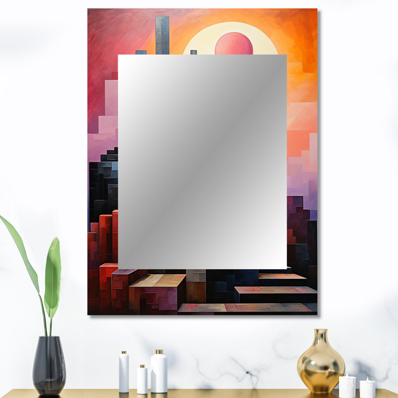Monuments Unveile Sunsets I - miroir mural, miroir décoratif industriel, impression d'art en métal, 40 po x 30 po