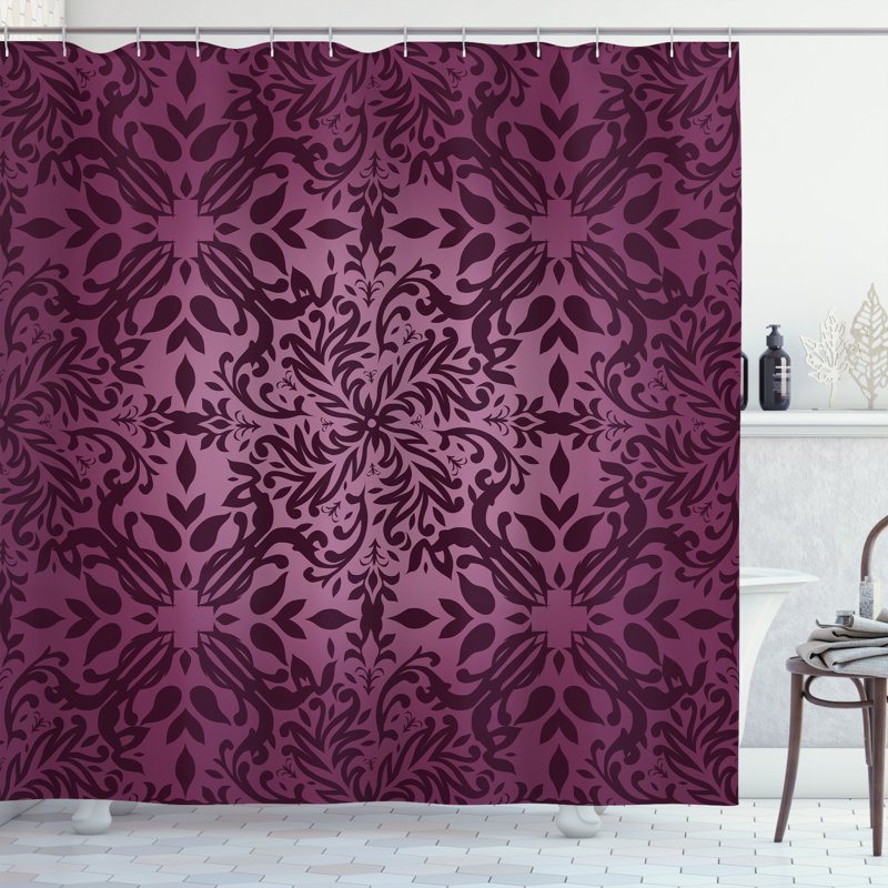 Ensemble de rideau de douche + crochets, H 70 po x l 69 po, Dark Magenta