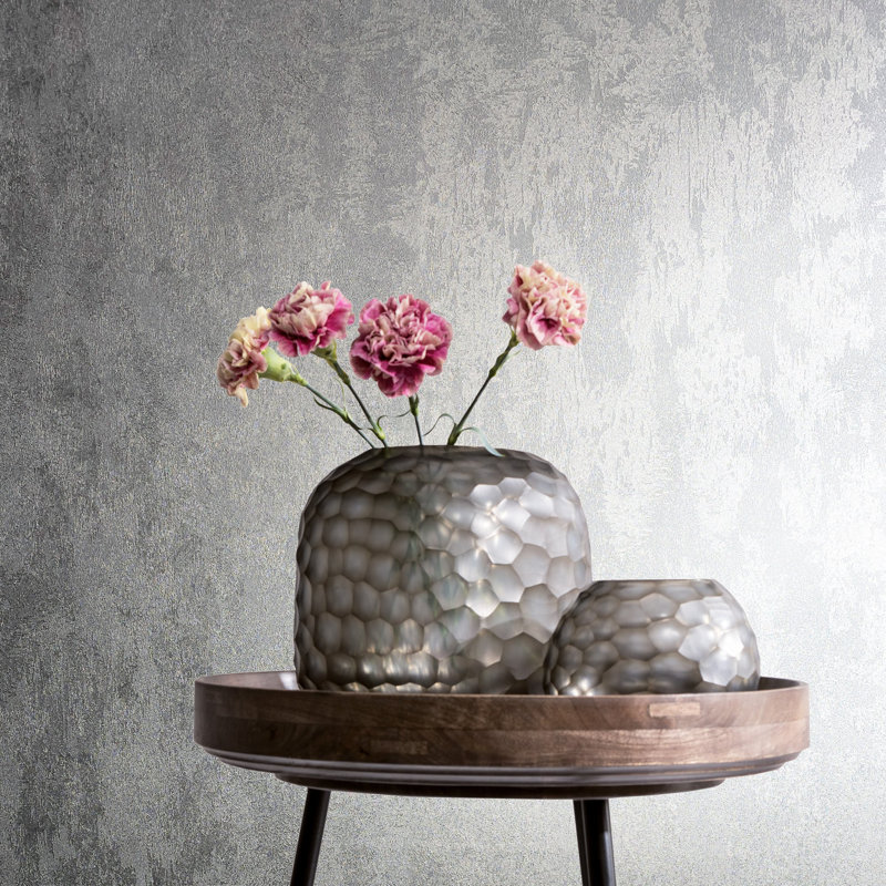 Textures Collection Structure Texture Sheen Finish Wallpaper Roll, Silver