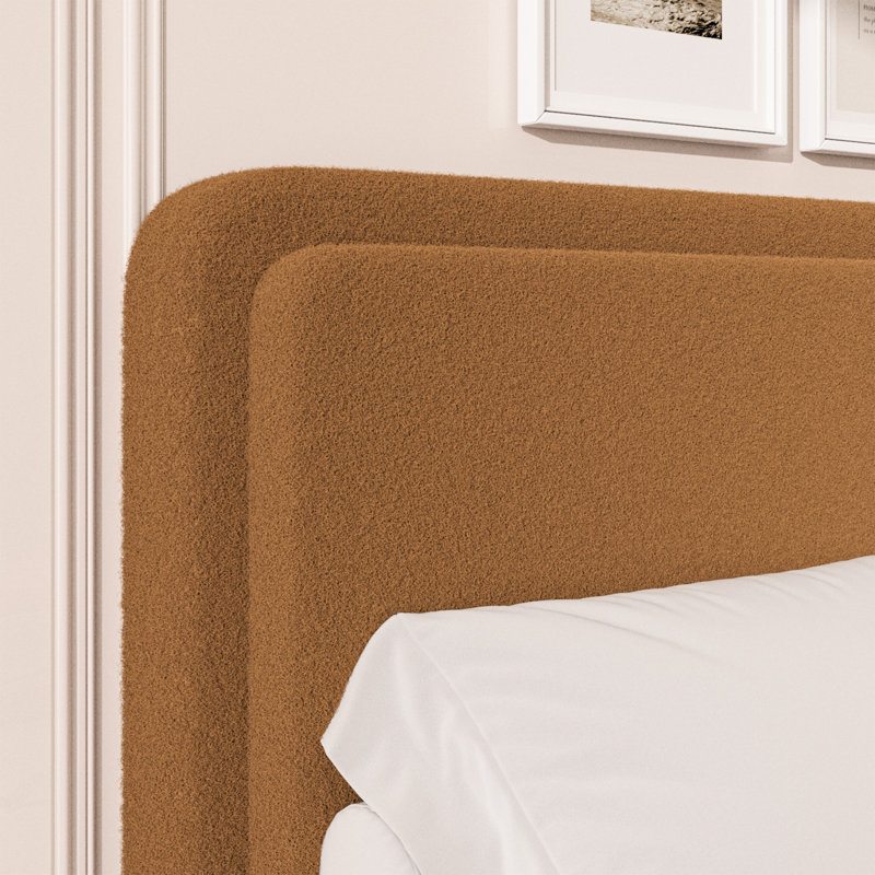 Cadre de lit plateforme grand format avec tête de lit ajustable, lit tapissier en nuage, pieds en bois massif, assemblage facile, aucun sommier tapissier requis, brun