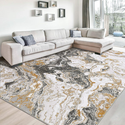 Rectangle Abstract Washable Area Rug
