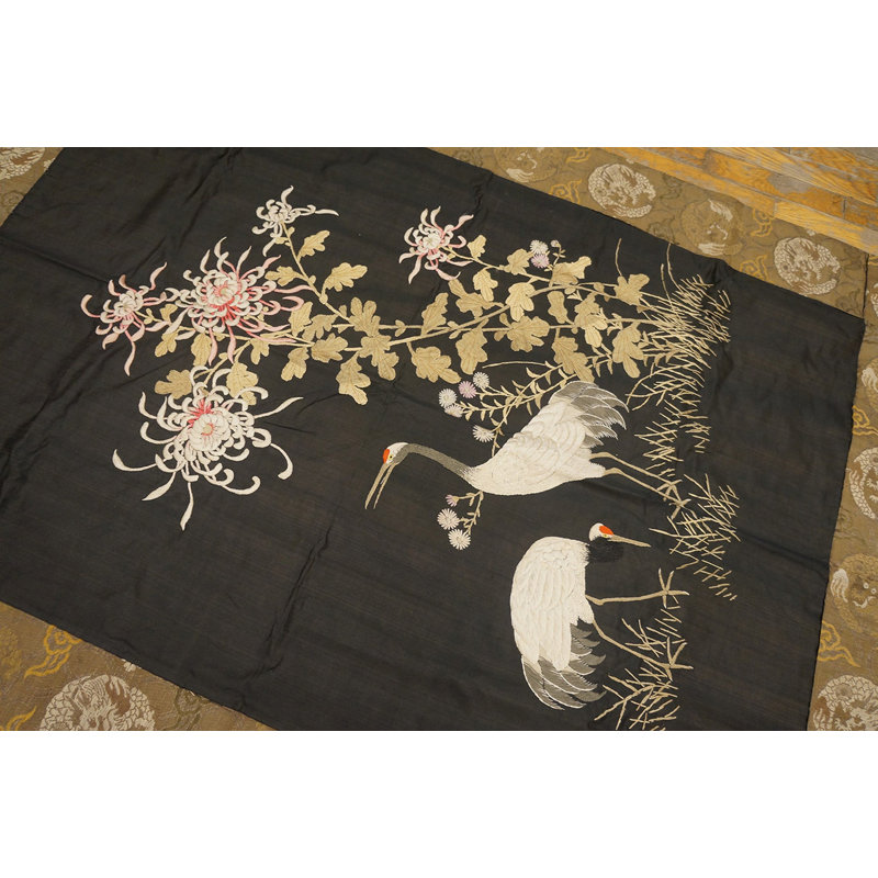 Antique Textile Chinese Allover Floral Knotted Rug