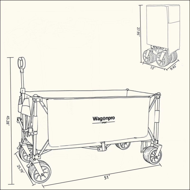 Très grand chariot utilitaire pliable très long de 51 pouces - Capacité de 480 lb. Structure ultra-stable brevetée 1: 6 plis peu encombrant et roues tout-terrain de 7 po. Aucun assemblage requis