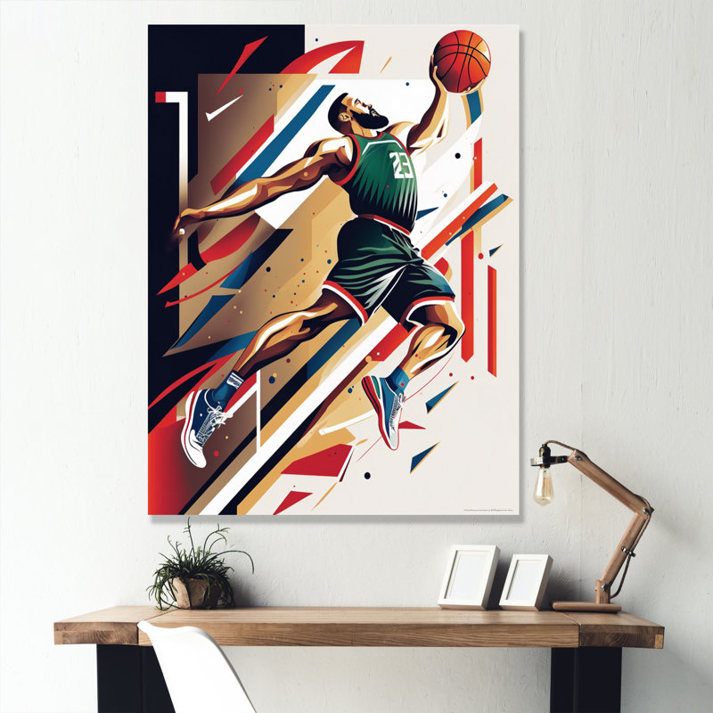 Basketball Slam Dunk sur toile, H 20 po x l 12 po x P 1 po