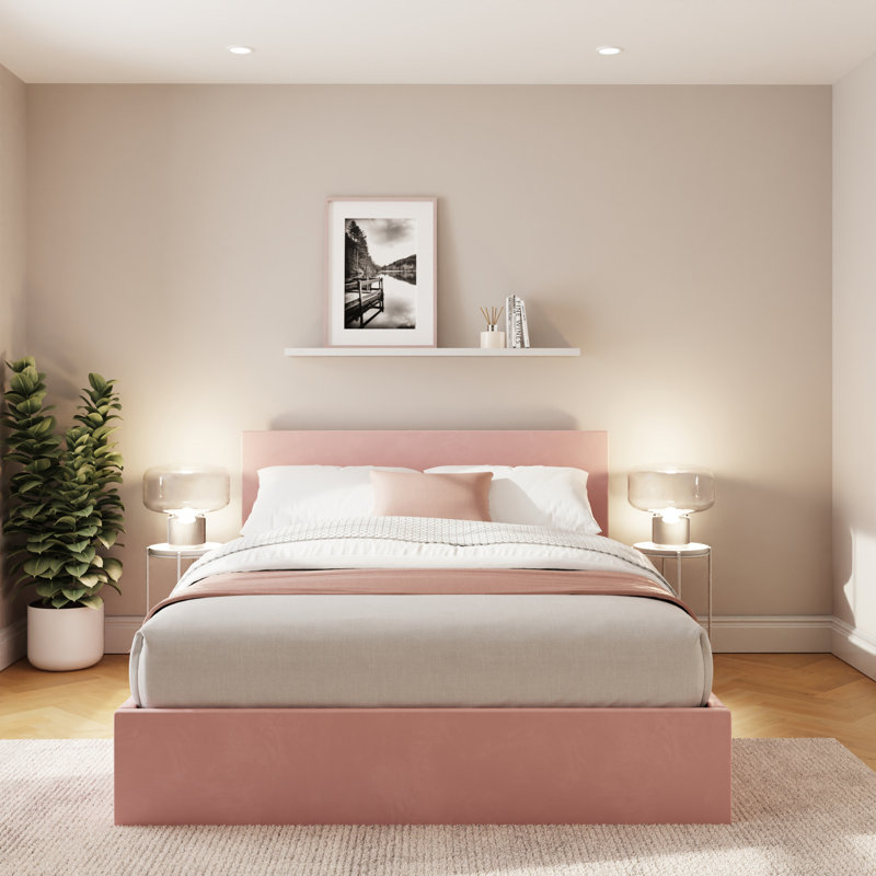 Annaie Upholstered Ottoman Bed, Double (4'6), Pink
