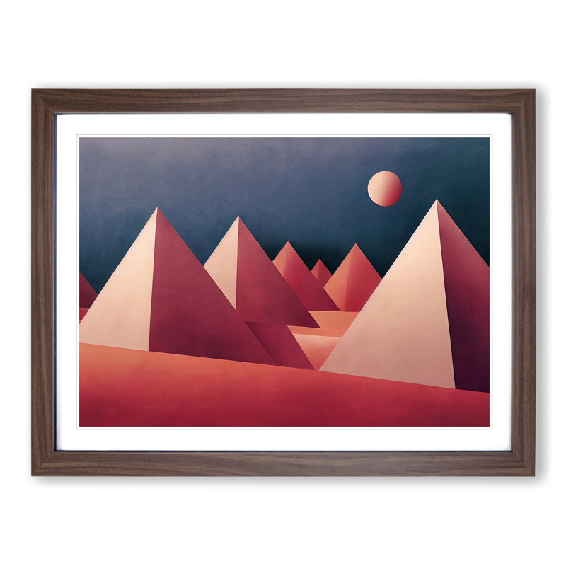 Lively Pyramids - Single Picture Frame Print, 46cm H x 64cm W x 2cm D, Walnut