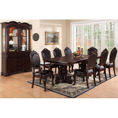 Formal Dining Room Table W Leaf 2X Arm Chairs And 6X Side Chairs 9Pc Set Dining Table Double Pedestal Base Royal Rectangle Table