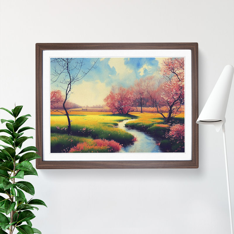 Spring Forest Steam Vol.2 - Single Picture Frame Print, 34cm H x 46cm W x 2cm D, Walnut