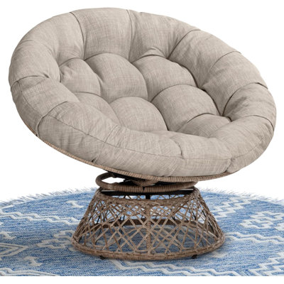 Ariyelle Swivel Papasan Accent Chair with Extra Thick Cushion for Ultimate Comfort