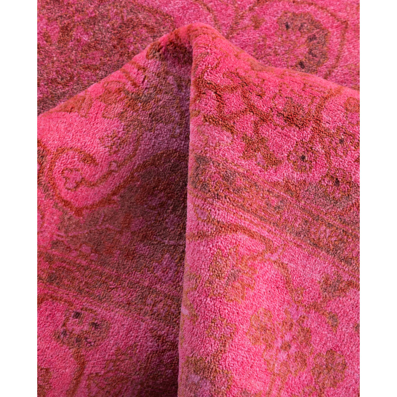 Overdyed Hand-Knotted Wool Modern-Contemporary Pink Area Rug 3' 1" x 5' 6"