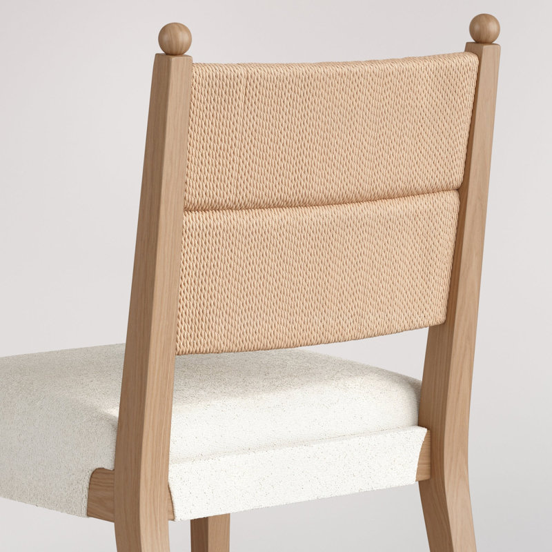 Ensemble de 4 chaises de salle à manger en bois massif avec dossier en ruppie maritime Cove, 4, Light Brown