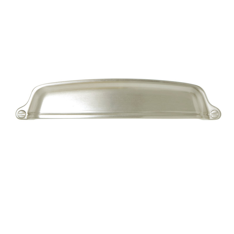 Brushed Nickel Modern Cup Cabinet Pull with Mounting Hardware