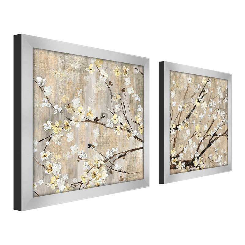 Perles en fleurs, ensemble de 2 pièces encadrées sur papier