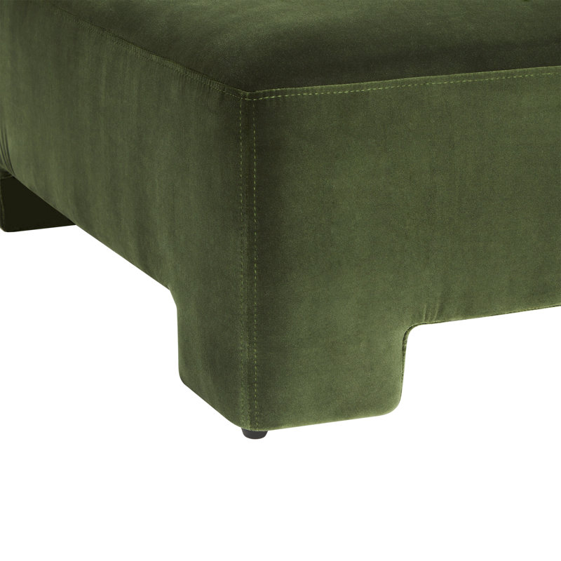 Repose-pieds rembourré 38 "Anya, Velours vert militaire Falkirk