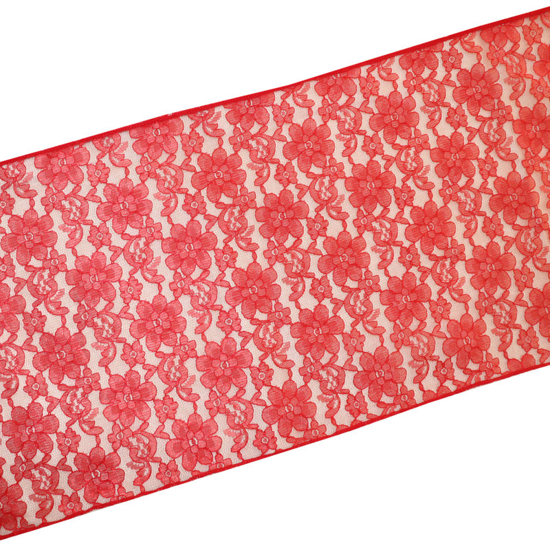 Bagdonas Floral Lace Table Runner, Red, 12" W x 144" L