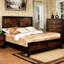 Structure de lit grand format, faite de bois massif en noyer, lit transitionnel de chambre à coucher moderne / noyer avec tête de lit en parquet contemporain