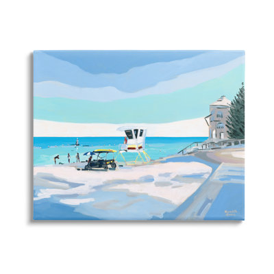 «Highland Dunes Blue and White Beach on Canvas» par Meredith Howse, reproduction